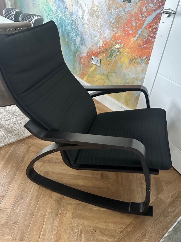 IKEA poang Black Wooden Armchair with Fabric Cushion – Good Condition ...