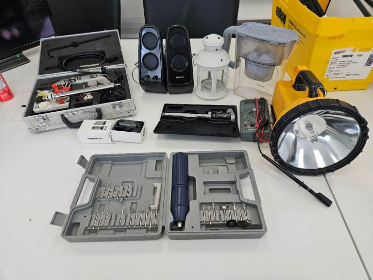 - Mixed tool electronic lot rotary kit caliper multimeter speakers spare or repairs