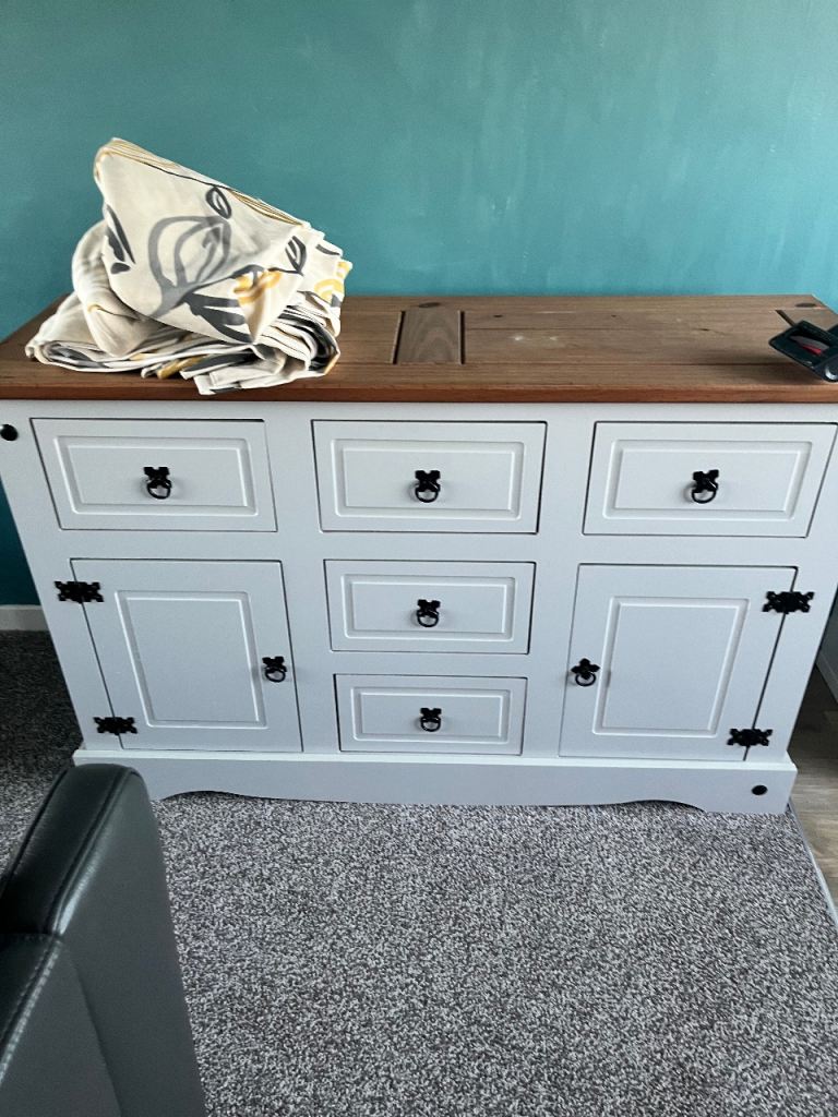 Solid wood grey sideboard 