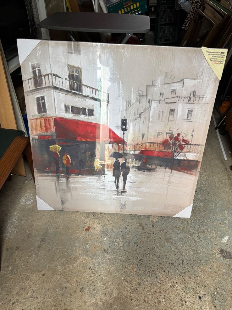 B&Q Cafe Scene Canvas – 80x80cm, New