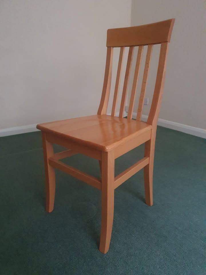 4 x solid beech kitchen/dining table chairs