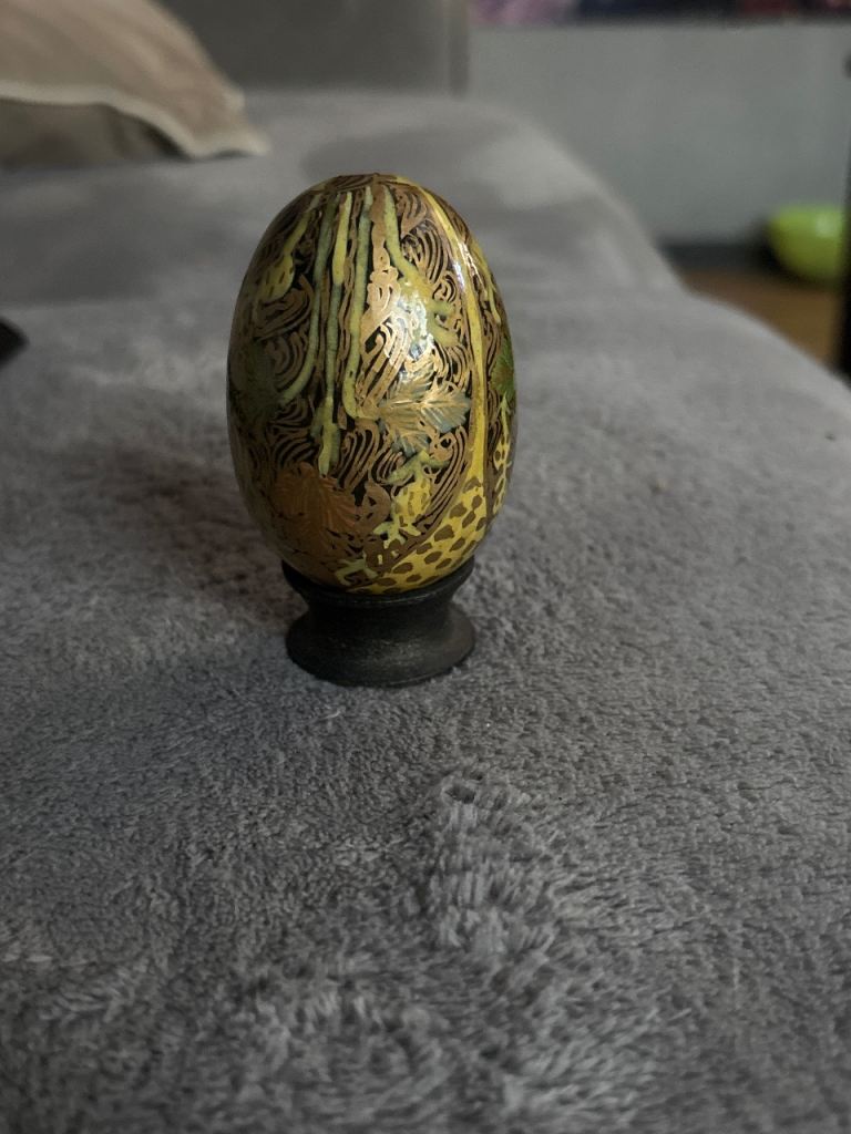 Decorative Hand-Painted Egg Ornament on Stand