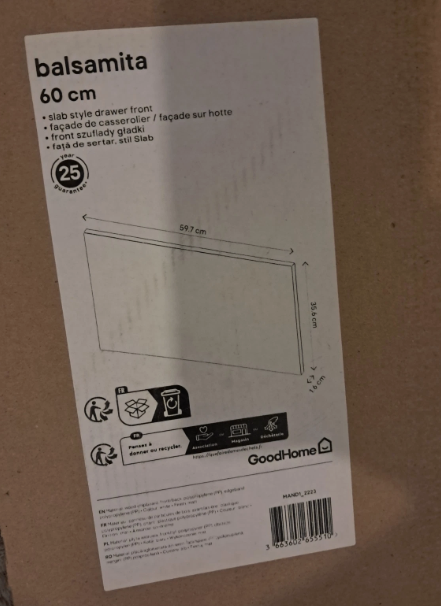 2 x Kitchen cabinet door 60cm wide Balsamita Matt White