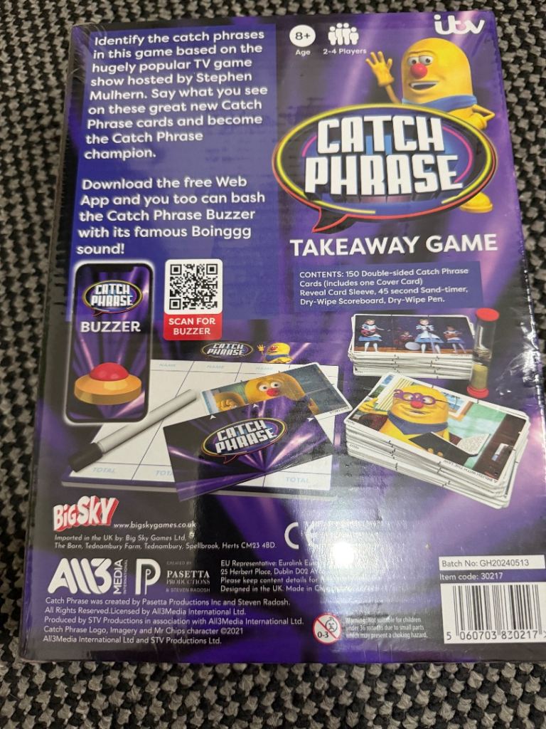 Catch phrase takeaway game 