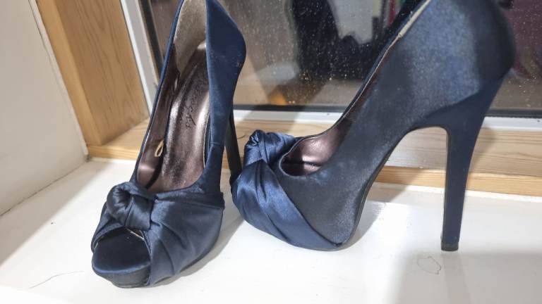 Blue, Red, Grey & Black High Heels - Shoes - Size 3 