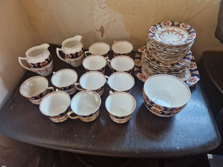 Royal Albion China Tea Set - Blue and Gold Floral Pattern