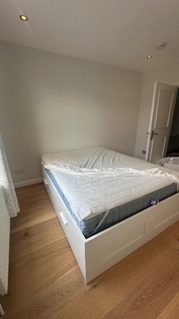 IKEA BRIMNES Double Bed with Storage + VALEVÅG Mattress