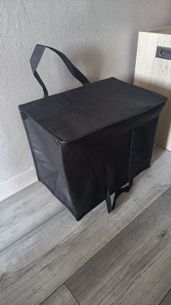 Plain black thermal food delivery bag
