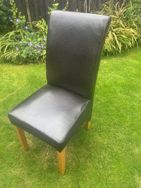 Black Leatherette Dining Chairs - Good Condition (4 off)