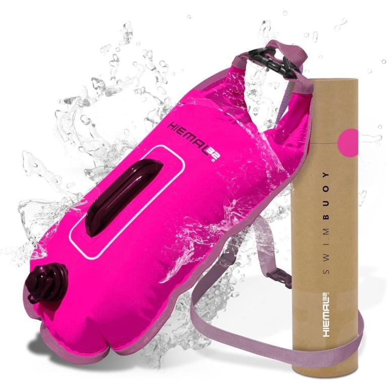 Tow Float for Open Water Swimming – 15L Swim Buoy & Dry Bag for Adults, pink