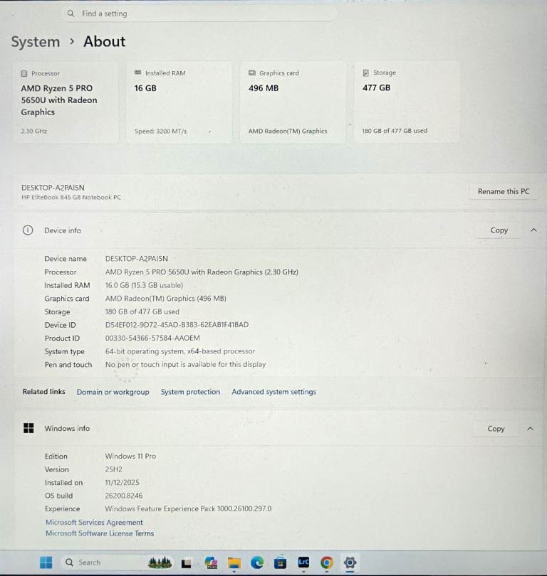 HP EliteBook 845 G8 – Ryzen 5 / 16GB RAM / 512GB SSD (No Charger)