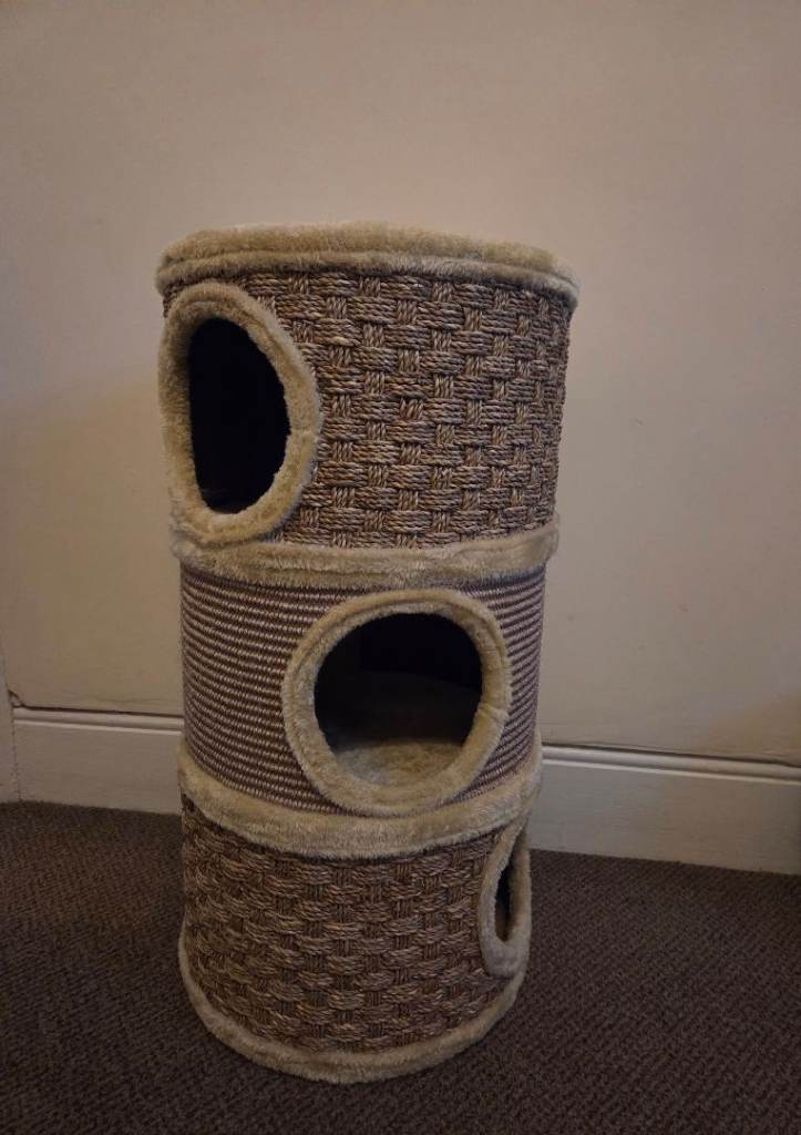 PawHut Cat Scratching Barrel Tree Tower