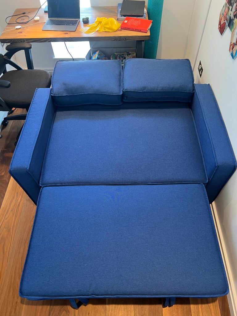 Blue Fold-Out Sofa Bed – Compact, Ideal for Small Spaces (Collection Only)