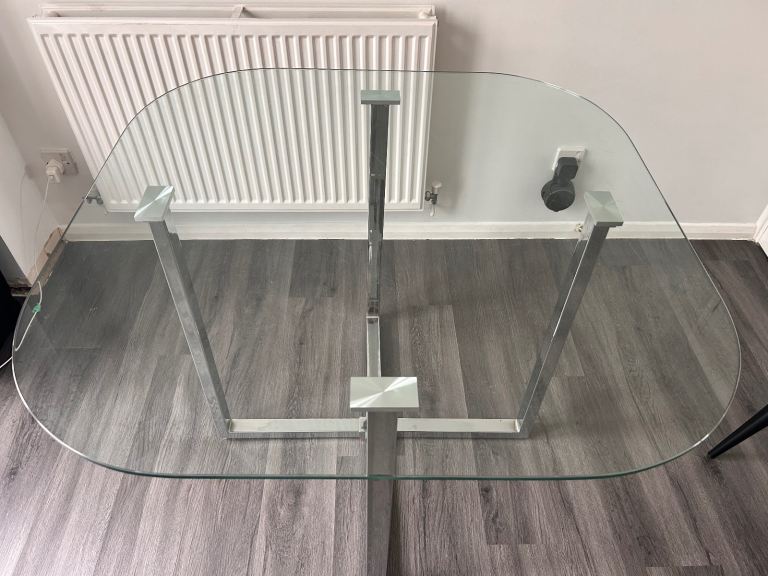 Square glass dining table 