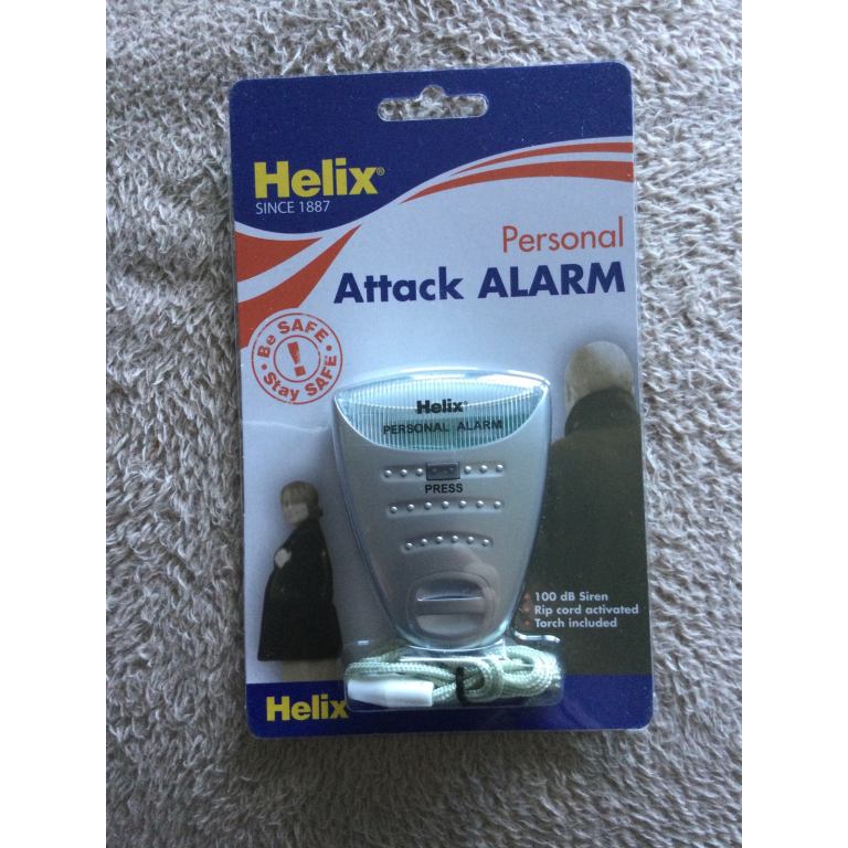 Helix personal attack alarm, still sealed, battery powered.