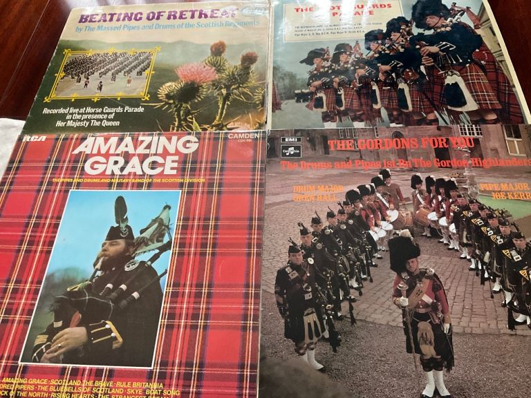 Collection of 14 Vintage Vinyl Records - Military Bands & Scottish Music