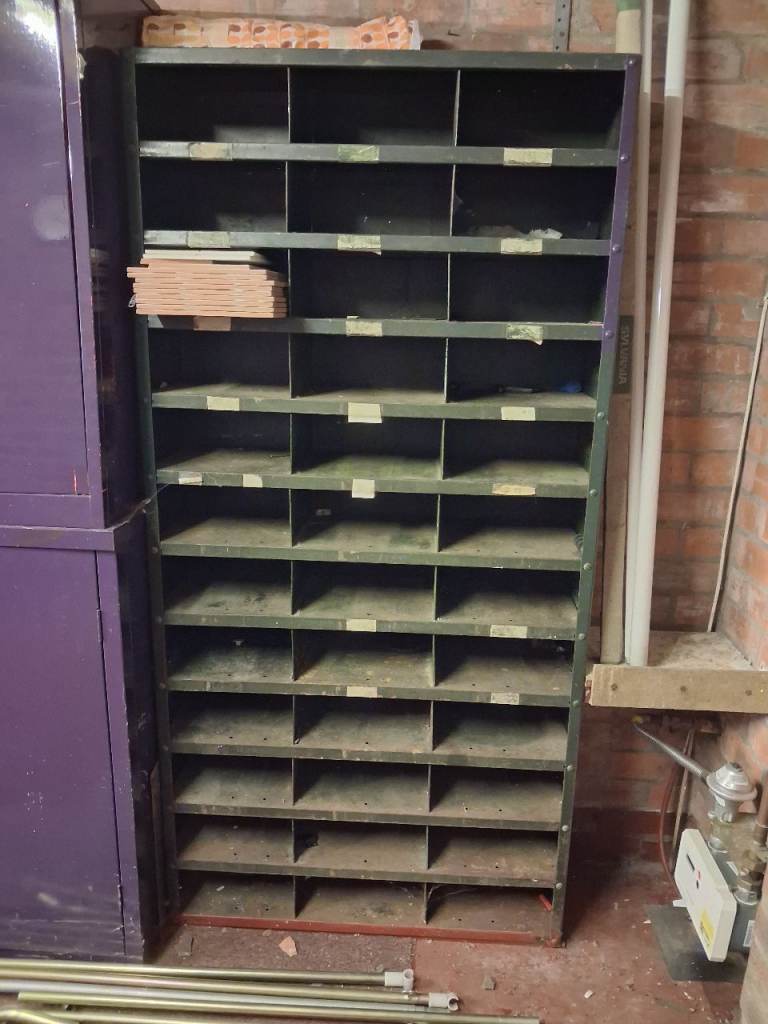 Large Metal Pigeon Hole Unit - Grey, Fair Condition