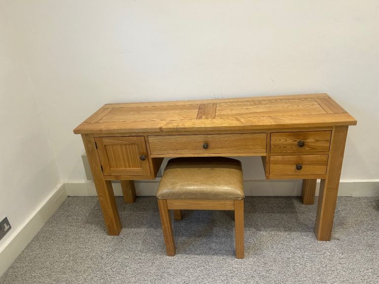 WOODEN DRESSING TABLE AND STOOL 