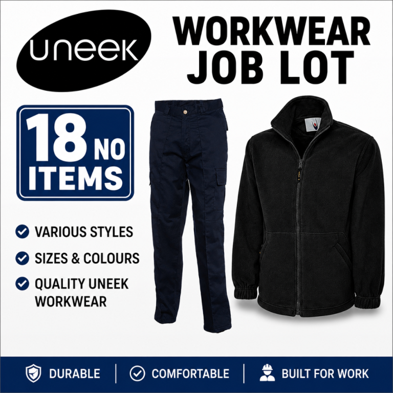 18 x Uneek Work Wear Bundle Job Lot Fleeces, Jackets, Pants etc. Various Sizes