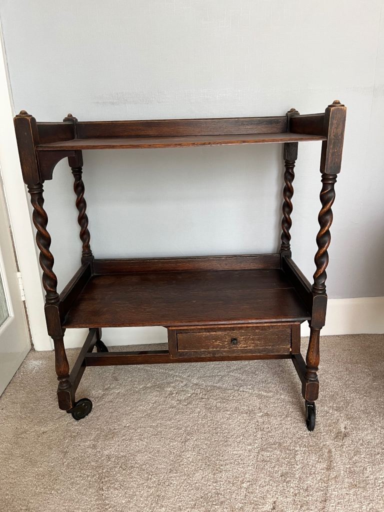 Rare Antique Oak Hostess/Buffet/Bar Trolley with Bottom Drawer