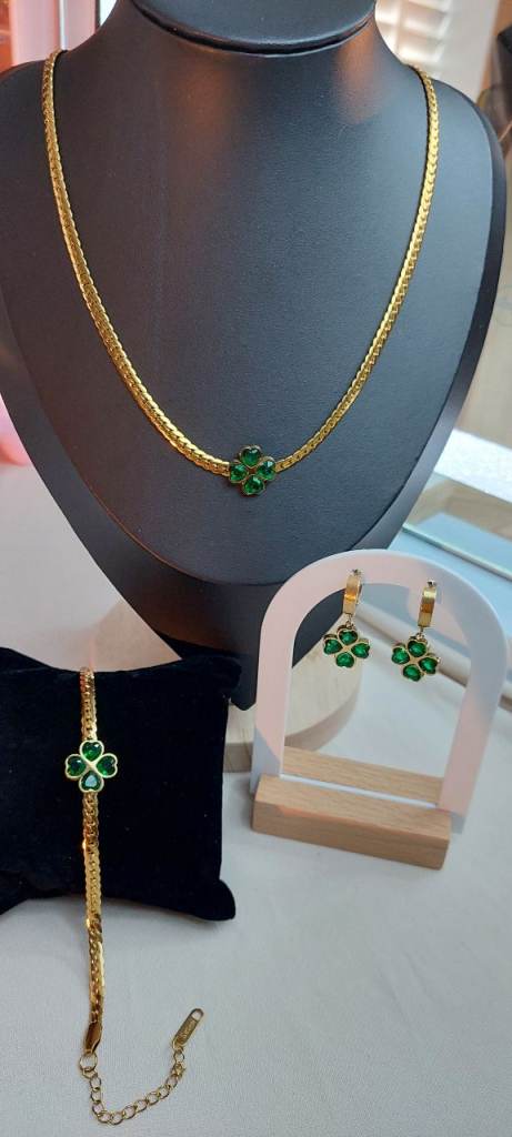 Set fashion jewellery 18k stainless steel gold plated womens gift 