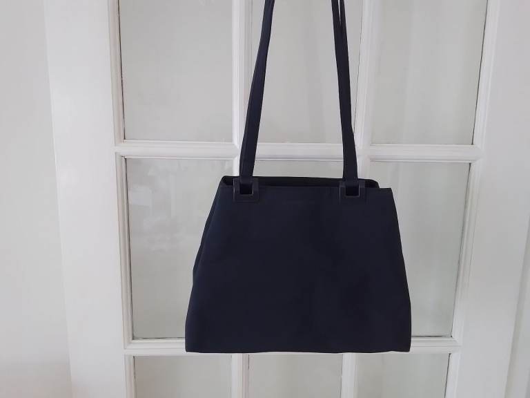 Shoulder Handbag Navy Blue Fabric By Liz Claiborne 
