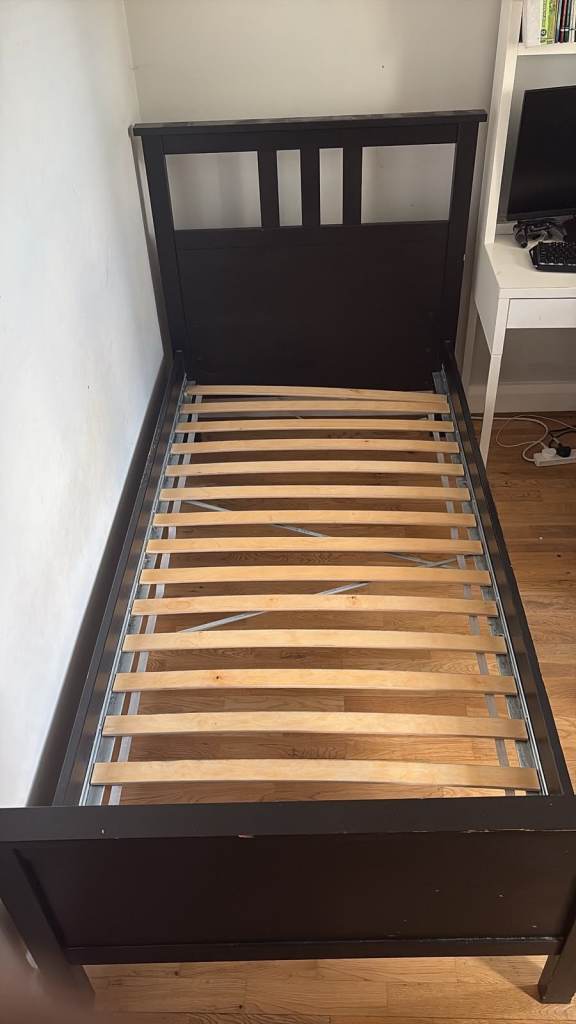 IKEA HEMNES Solid Wood Single Bed Frame – Black-Brown