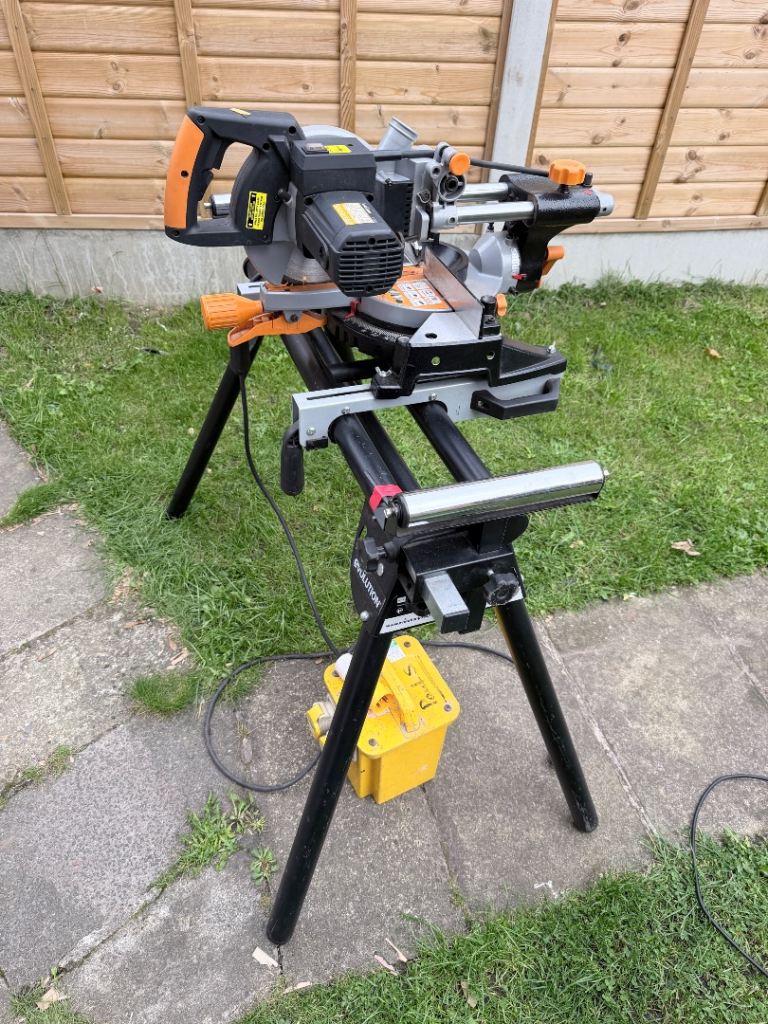 Evolution Mitre Saw with Stand - Excellent Condition