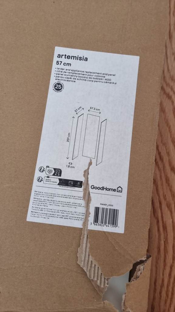 GoodHome Artemisia Internal Panel – White, 57cm Brand New