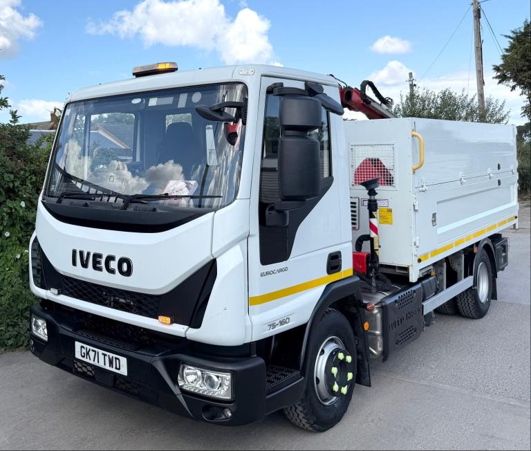 2021 IVECO EUROCARGO 75-160 HIGH SIDED GRAB TIPPER FASSI CRANE 4,200 MILE EURO-6