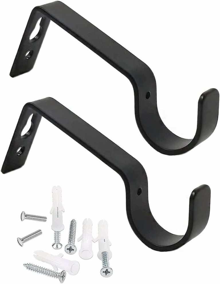 House clearance! New Black Solid Iron Curtain Pole Brackets, Pack of 2, Wall Mount, Heavy Duty