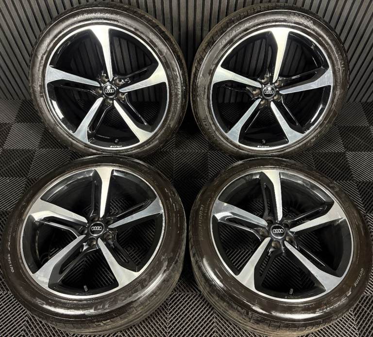 21'' GENUINE AUDI Q7 S LINE RS BLACK DC ALLOY WHEELS ALLOYS TYRES