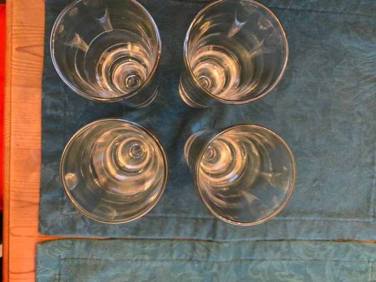 4 heavy glass, solid base tall glasses