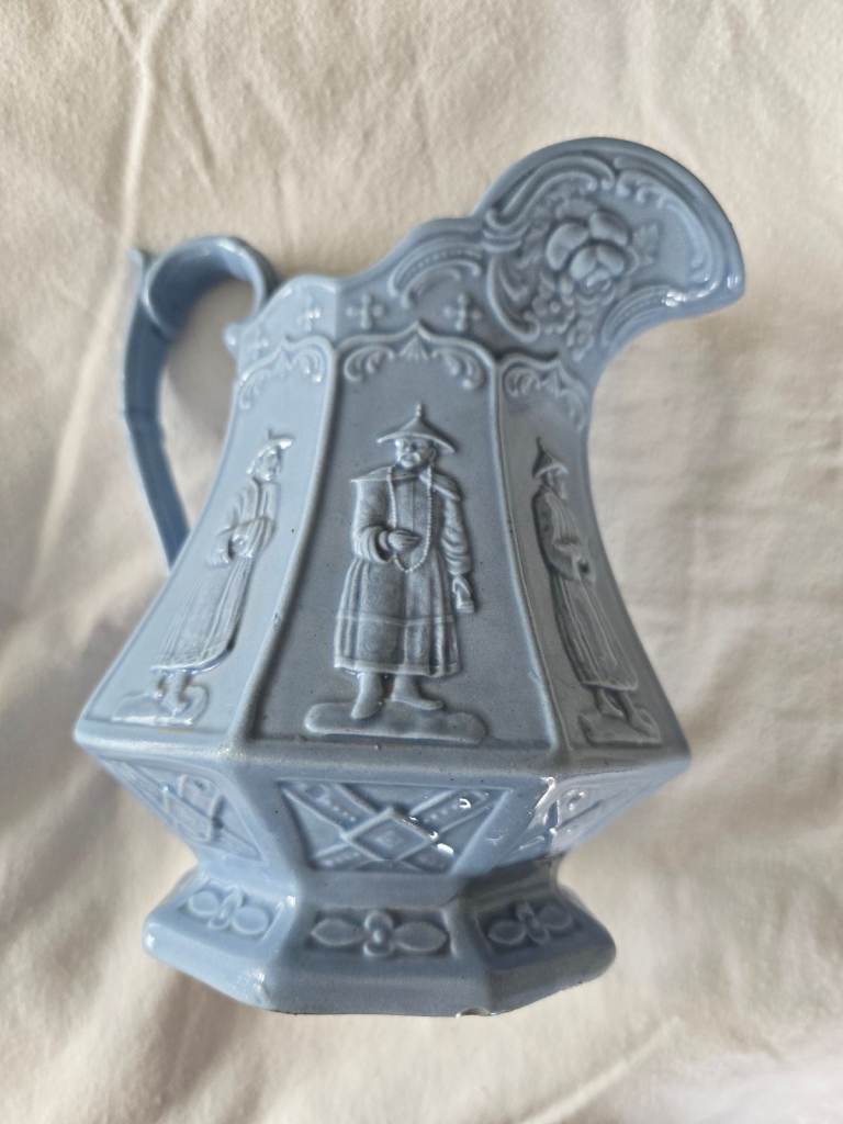 1840-1860 Victorian Stephen Hughes Blue Jug with Chinese Figures. Accepting Offers. 