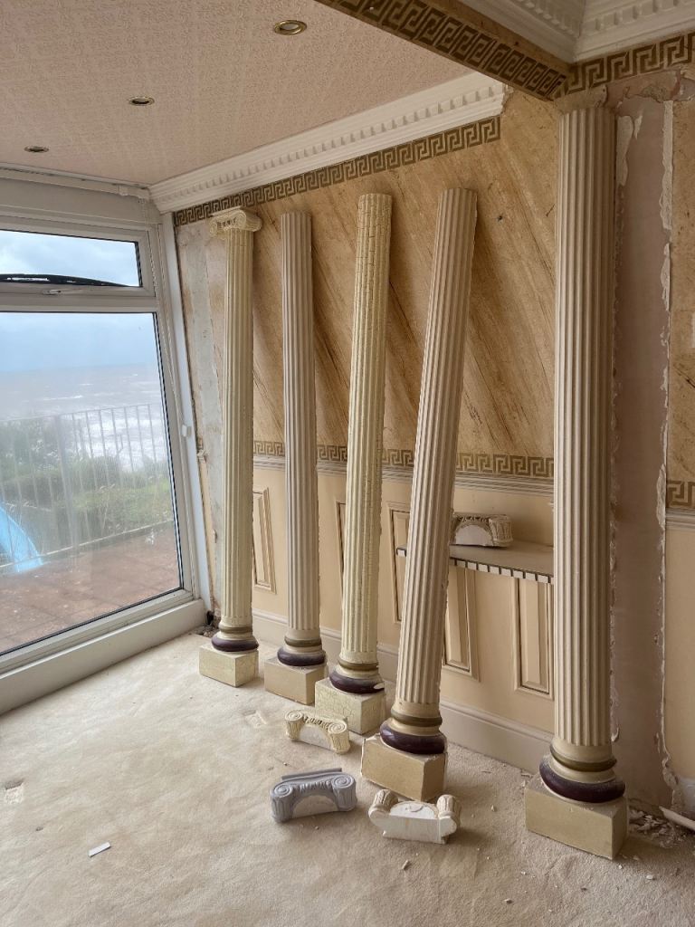 Reclaimed plaster half pillars