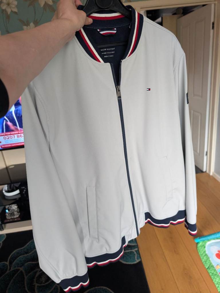 Tommy Hilfiger Bomber Jacket - Light Grey, Excellent Condition