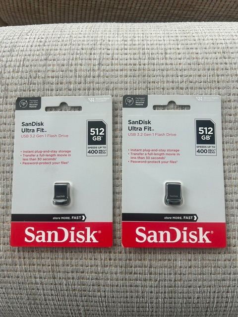 Pair of SanDisk Ultra Fit 512GB USB 3.2 Flash Drives – New