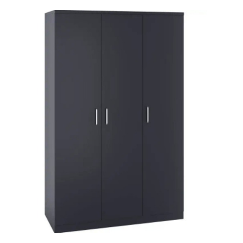 New 3-Door Wardrobe – Bedroom Storage Cupboard with Shelves & Hanging Rail for Clothes Black 
