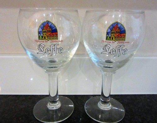 2 x Leffe Belgian Beer glasses