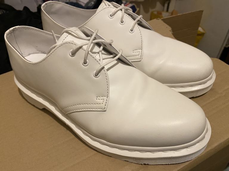 New Mens Dr Martens White Leather UK Size 12 Air Mono Lace up Shoes Weddin