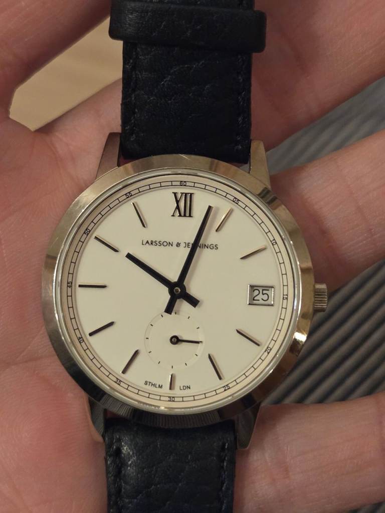 Larsson & Jennings navy leather women's watch 