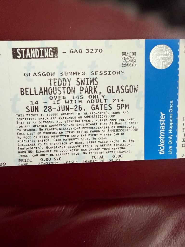 Teddy Swims Glasgow Summer Sessions Standing Tickets - 28 June