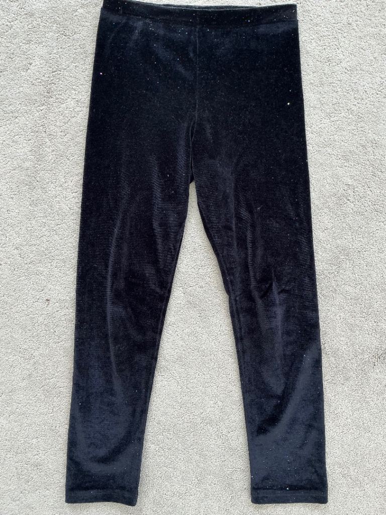 ‘Matalan’ Girls Black Sparkly Velvet Leggings, Age 7 Years