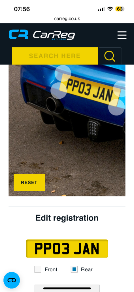 Private number plate PP03 JAN