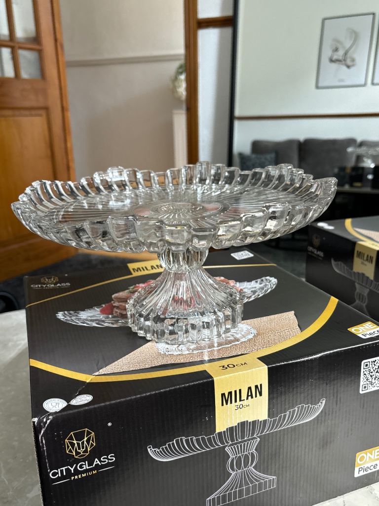 City Glass Milan 30cm Cake Stand – New in Box