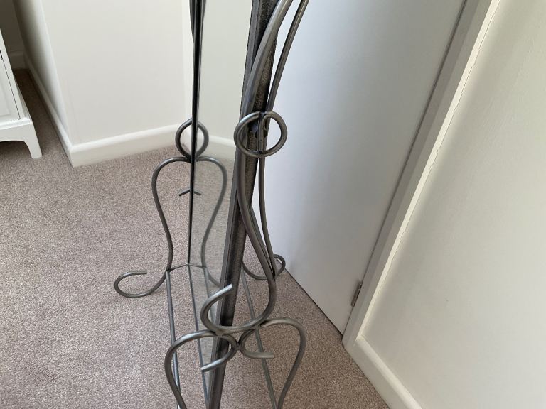 Tilting Cheval Mirror Fully Adjustable in Gunmetal with Scrolled Feet from Smoke and Pet free home