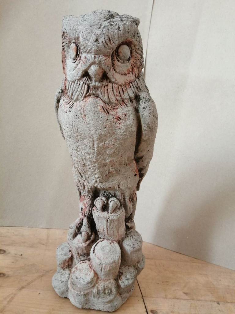 Stone Owl - outdoor garden ornament  Height 50cm