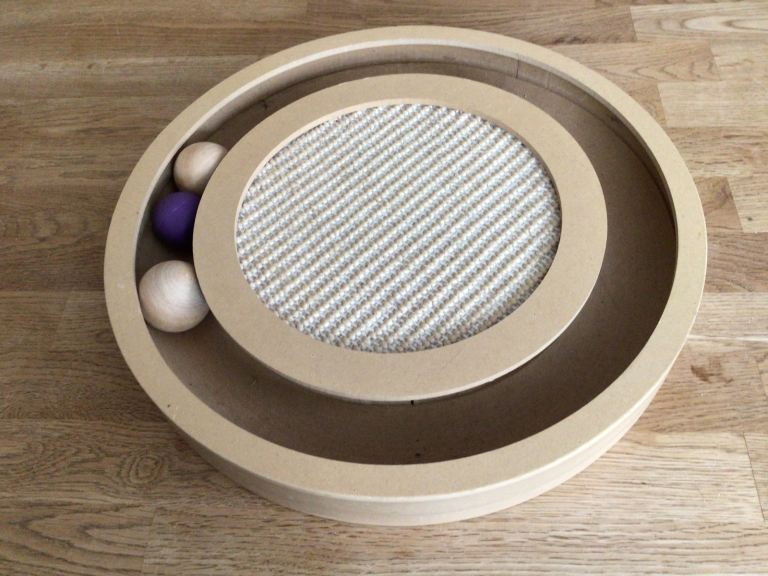 Wooden Cat Track Ball Toy With Scratcher.
