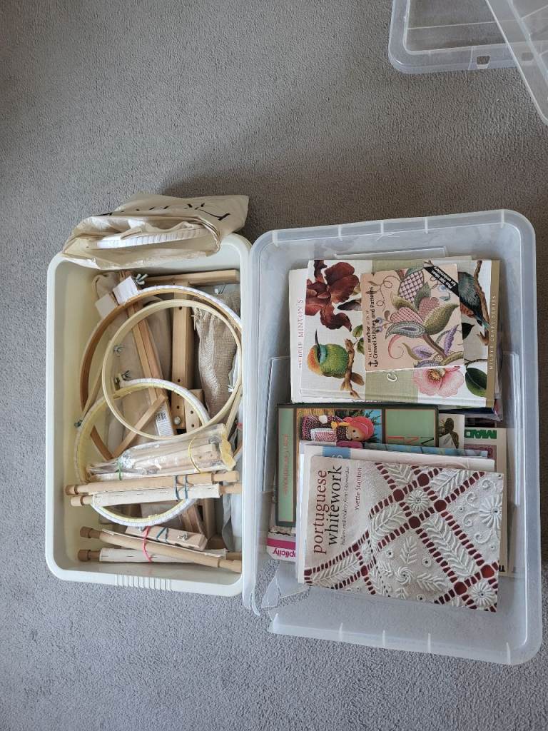 Large Craft Bundle – Embroidery Hoops, Threads & Fabric