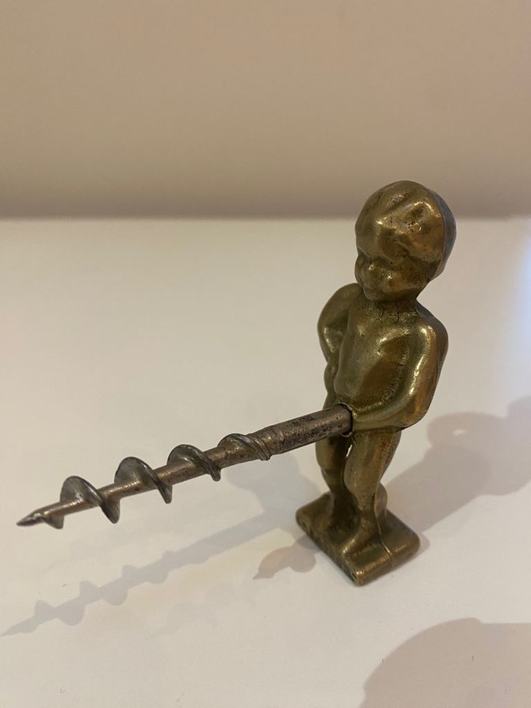 Vintage brass novelty corkscrew 